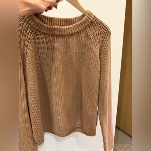 Quince Ribbed Crewneck Sweater in Camel Brown